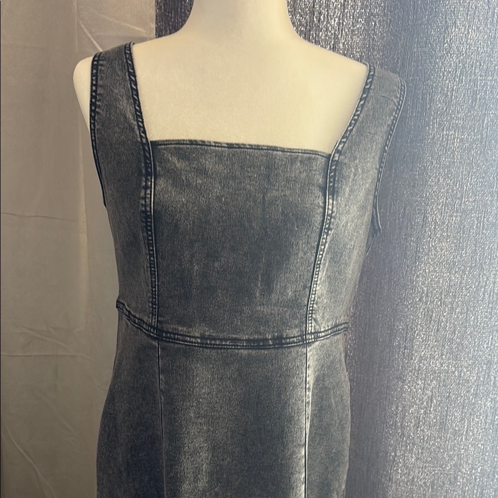 No Boundaries Gray Denim Midi Dress